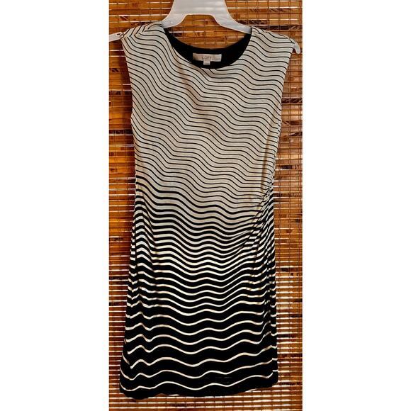 Ann Taylor LOFT Petite Small Dress Sleeveless KNEE Black Lined Knit Stretchy SP - Picture 1 of 8